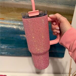 Simply Southern Pink Rhinestone Tumbler with Handle